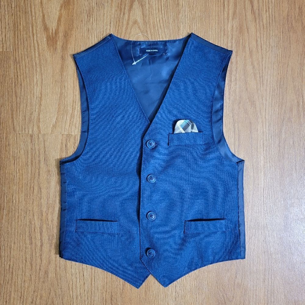 Chaps Dress Vest Boys Size 6 Navy Blue Texturized Brand New With Tags